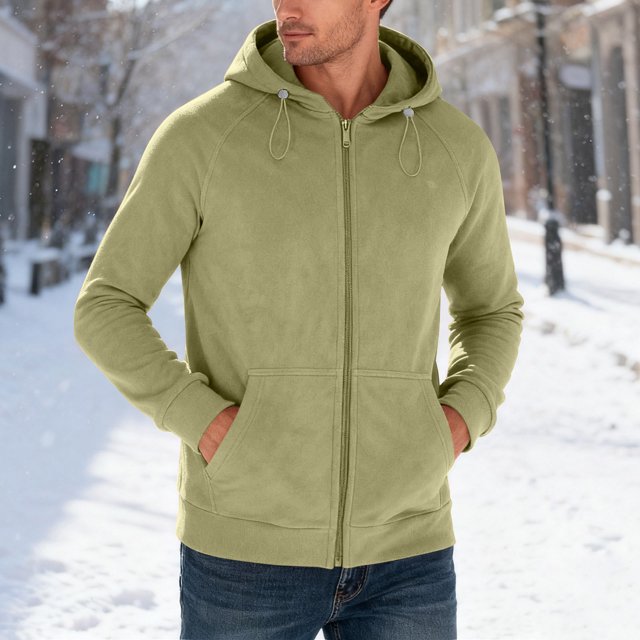 MHFRRA Chaqueta con Capucha Informal para Hombre, Forrada para Exteriores, Otoño E Invierno Verde claro