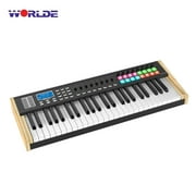 WORLDE P-49 Pro 49-Key USB MIDI Keyboard Controller LCD Display with 49 Semi-weighted Keys 16 RGB Backlit Trigger Pads 8 Assignable Sliders for Music Studio Stage Live Performance