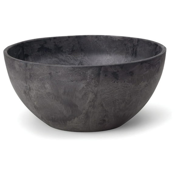 31128 Napa Bowl Planter, Black, 12-Inch