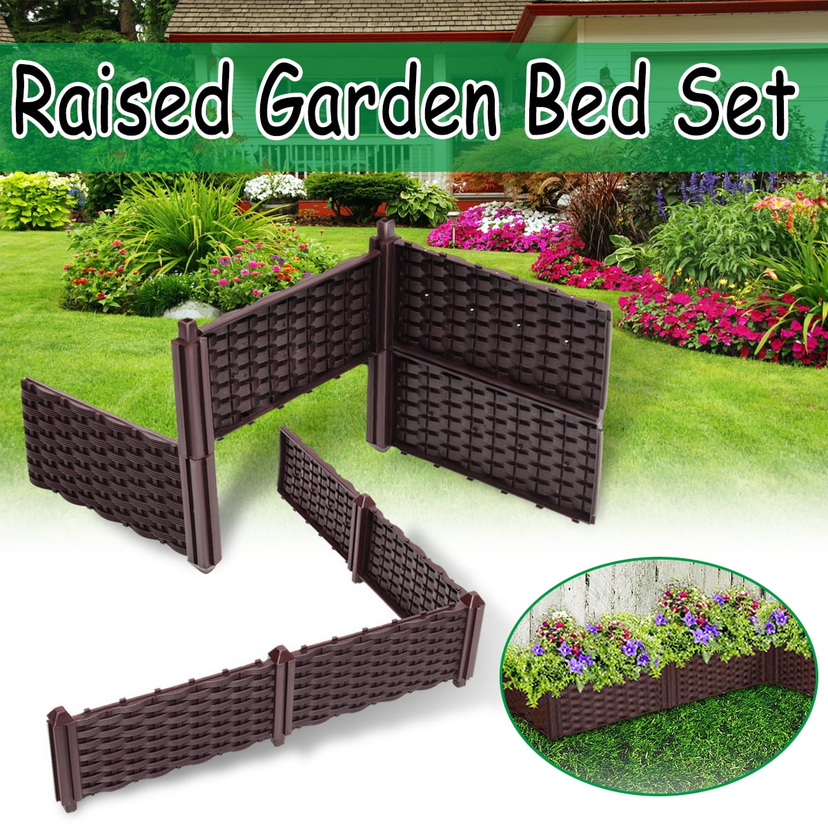 Raised Garden Bed Set Flower Vegetables Seeds Planter Kit Elevated Square Box 