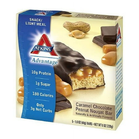 Atkins Advantage Caramel Chocolate, Peanut Nougat Bar, 1.6 Oz - 5 Ea, 3 Pack