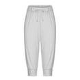 thumbnail image 6 of Chbgutlmr Pants for Women Capri Elastic High Waist Solid Color Fitting Baggy Lounge Cropped Trousers, 6 of 6