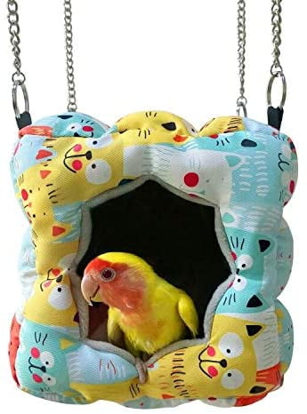 Jusney Bird toys Bird Hammock Parrot Hanging Tent Budgerigar Dual Layer Nest Parakeet Cave Tent for Medium Birds 