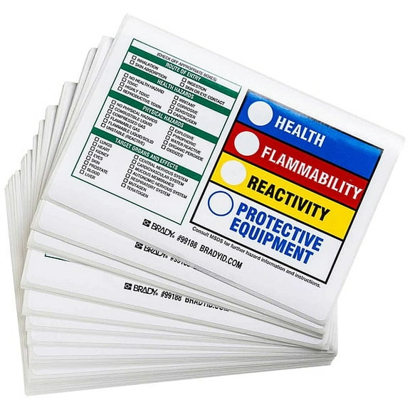 Brady Rectangle HMIG Label 4"H x 5-7/8"W, Multicolor, Pk100 99188