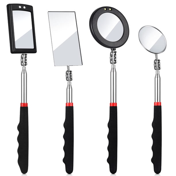 Espejo de inspección telescópico con luz LED, 4 piezas BBTO