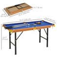 thumbnail image 2 of Soozier 55" Mini Pool Table – Portable Billiard Table Set with Cues & Balls for Home Game Room & Family Fun – Blue Felt Playing Surface, 2 of 7