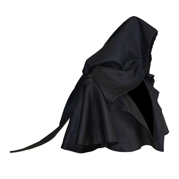 Capa de Halloween fraile monje túnica de sacerdote, sombrero de Cosplay de capa de capucha sombría, capa poncho con capucha Medieval Negro
