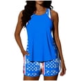 thumbnail image 3 of yoeyez American Flag Print Swimsuits for Women Modest Two Piece Bathing Suit 4th of July Bikini Tank Top with Boyshorts Sky Blue,S, 3 of 7