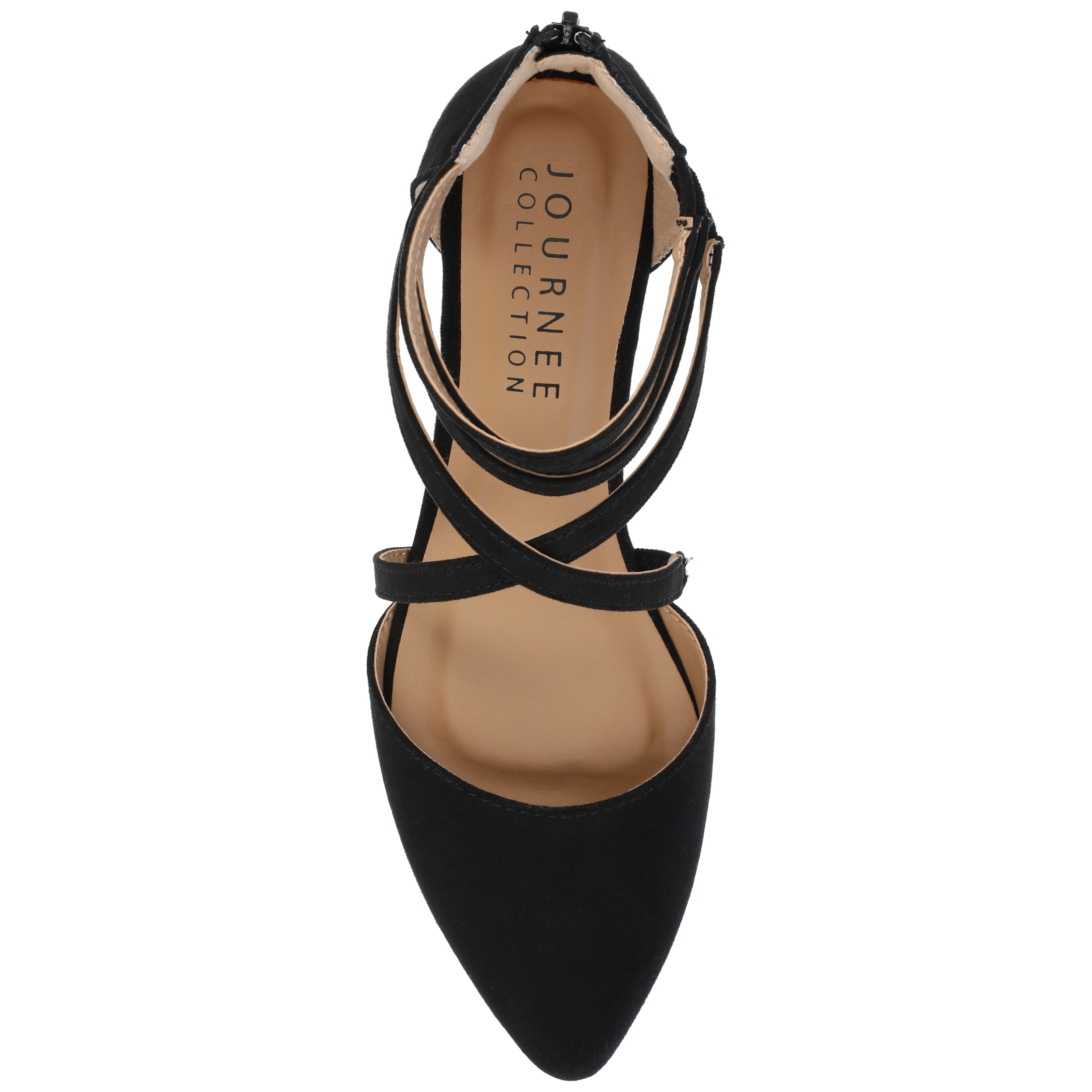 Journee Womens Marlee Back Heel Zip Pointed Toe Cage Flats