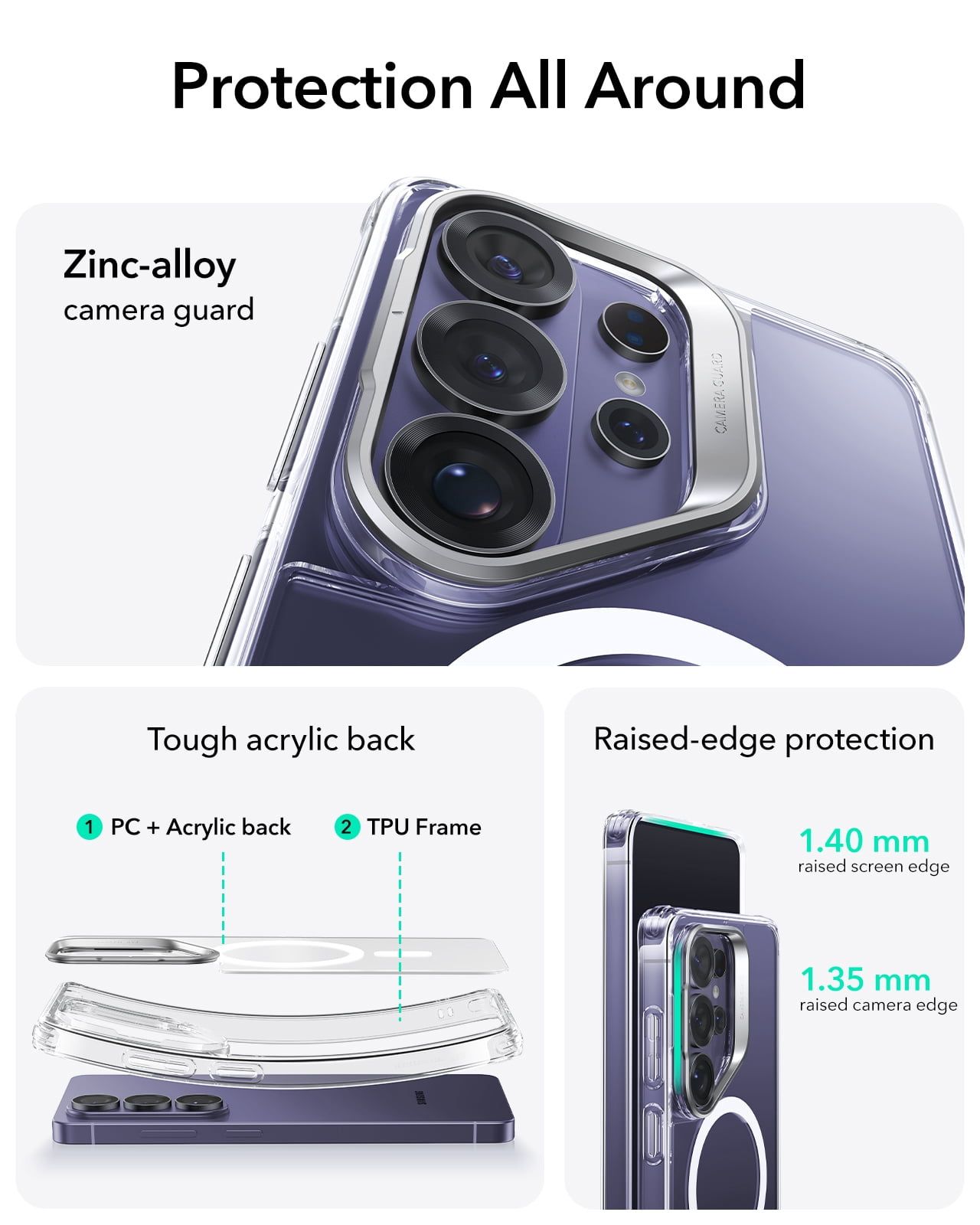 ESR Magnetic Case with Stash Stand Compatible with Samsung Galaxy S26 Ultra, Military-Grade Protection & MagSafe Compatible, Scratch-Resistant, Clear