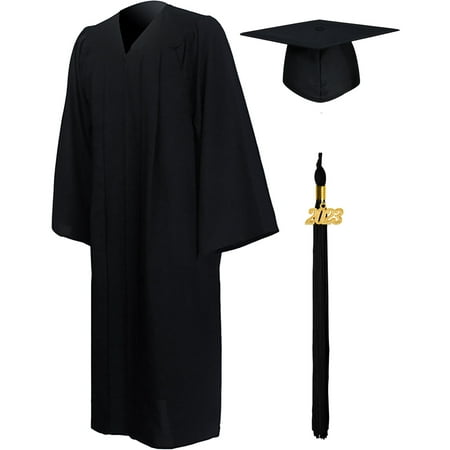 

GraduationMall Matte Graduation Gown Cap Tassel Set 2023 for High School and Bachelor Black 60(6 3 -6 5 )