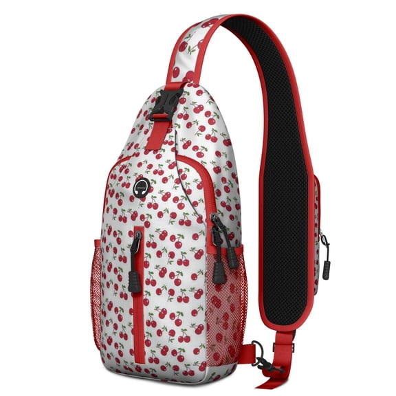 Crossbody Sling Backpack for Women Men Love Cherries Red Sweet Fruit Shoulder Sling Crossbody Casual Chest Bag for Travel Sports Running Hiking