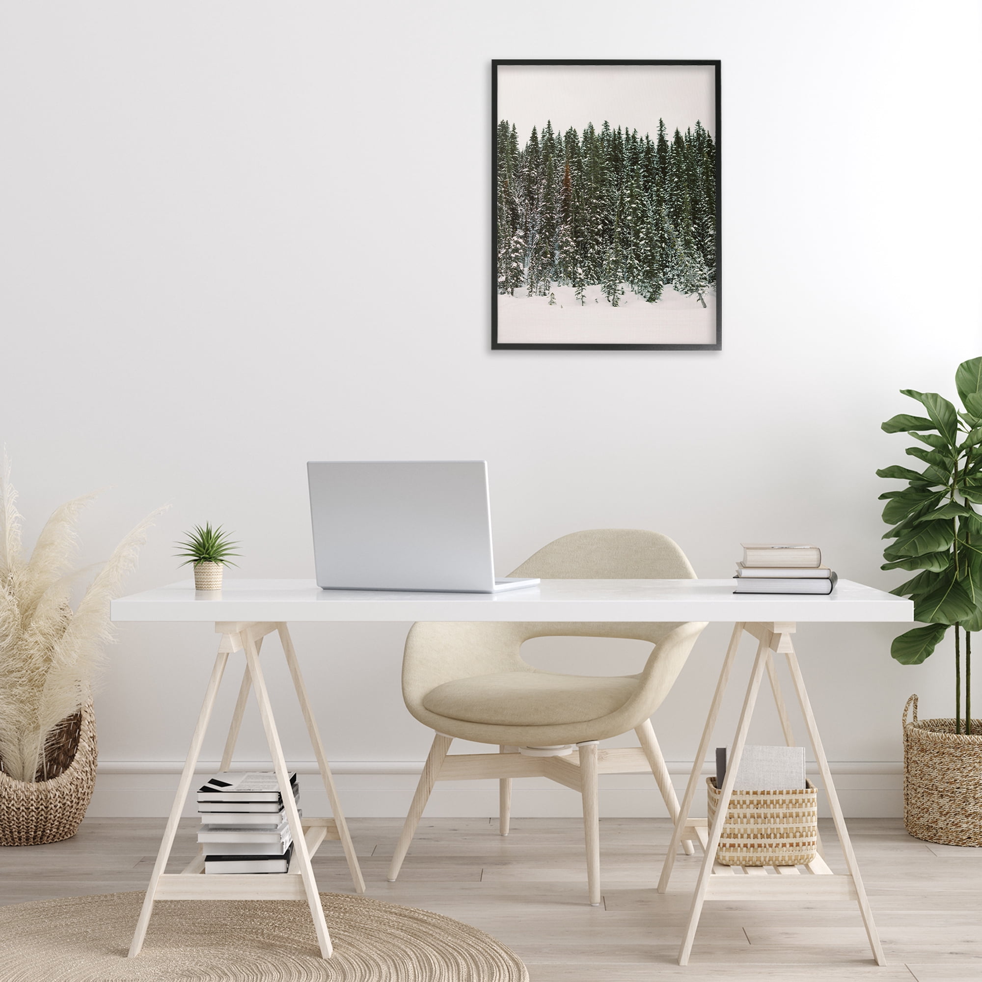 Stupell Industries Winter Forest Grove Landscape Photography Black Framed Art Print Wall Art, 24 x 30