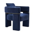 thumbnail image 3 of 30.51" Wide Accent Chair, Stylish Boucle Upholstered Armchair with Square Headrest and Metal Frame, Creative Barrel Single Sofa for Living Room, Bedroom, Office, Lounge, Navy, 3 of 9