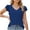 Navy, variant on Summer Tops Women Flounce V Neck Solid Color Short Sleeved Summer Ruffles Sleeve T Shirt Top