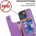 thumbnail image 3 of Dteck for iPhone 13 Wallet Case with Card Holder, Butterfly Flower Embossed Faux Leather Kickstand Card Slots Case, Handmade Shockproof Protective Slim Soft Flip Phone Case 2021 6.1", Purple, 3 of 6