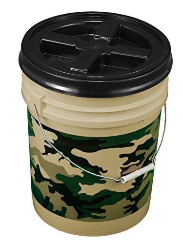 camouflage bucket kit, one tan 5 gallon 90 mil bucket with camo print
