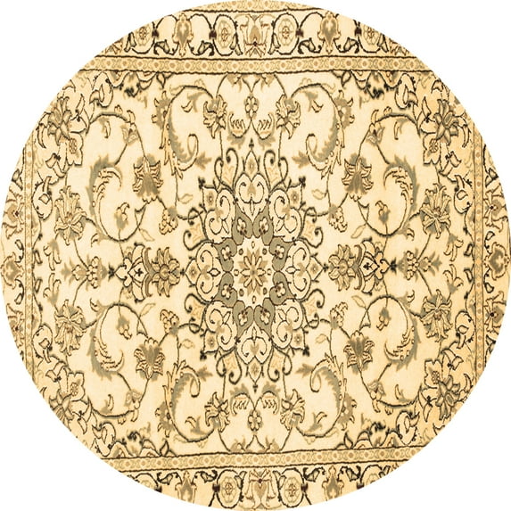 Ahgly Company Indoor Round Medallion Brown Traditional Area Rugs, 6' Round