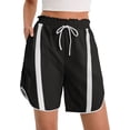 thumbnail image 4 of Summer Elastic Waist Women Drawstring Color Block Straight Cargo Shorts, 4 of 5