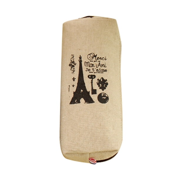 homeholiday Burlap Pencil Case Kids School Eiffel Tower Pen Box