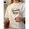 thumbnail image 1 of T-Shirt Graphique Vintage pour Femmes "Beautifully Breaked" avec Cœur - Col Rond Décontracté, Manches Courtes, Polyester, Lavable en Machine, Haut d'Été, Haut d'Été Décontracté Haut Imprimé Audacieux Tissu Polyester, 1 of 6