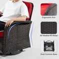 thumbnail image 4 of MeetLeisure 3-Piece Wicker Outdoor Conversation Set, Including 2 Swivel Rocking Chairs and 1 Wicker Side Table (Brown/Red), 4 of 11