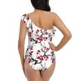 thumbnail image 5 of Haiem Cherry Blossoms Women's One Piece Swimsuits Tummy Control One Shoulder Bathing Suits Ruffle Swimwear-XX-Large, 5 of 8