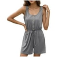 thumbnail image 2 of ClodeEU Women's Summer Pullover Tank Romper with Cinched Waist and Tie,Casual Loose Jumpsuit Shorts Gray,Womens Plus L, 2 of 8