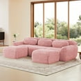 thumbnail image 5 of [Luckynote]U-Shaped Boneless Sofa with Chaise, Pink, 32D High-Density Sponge, Anti-Slip Base, Deep Seat Design, for Home Theater and Study, 5 of 26