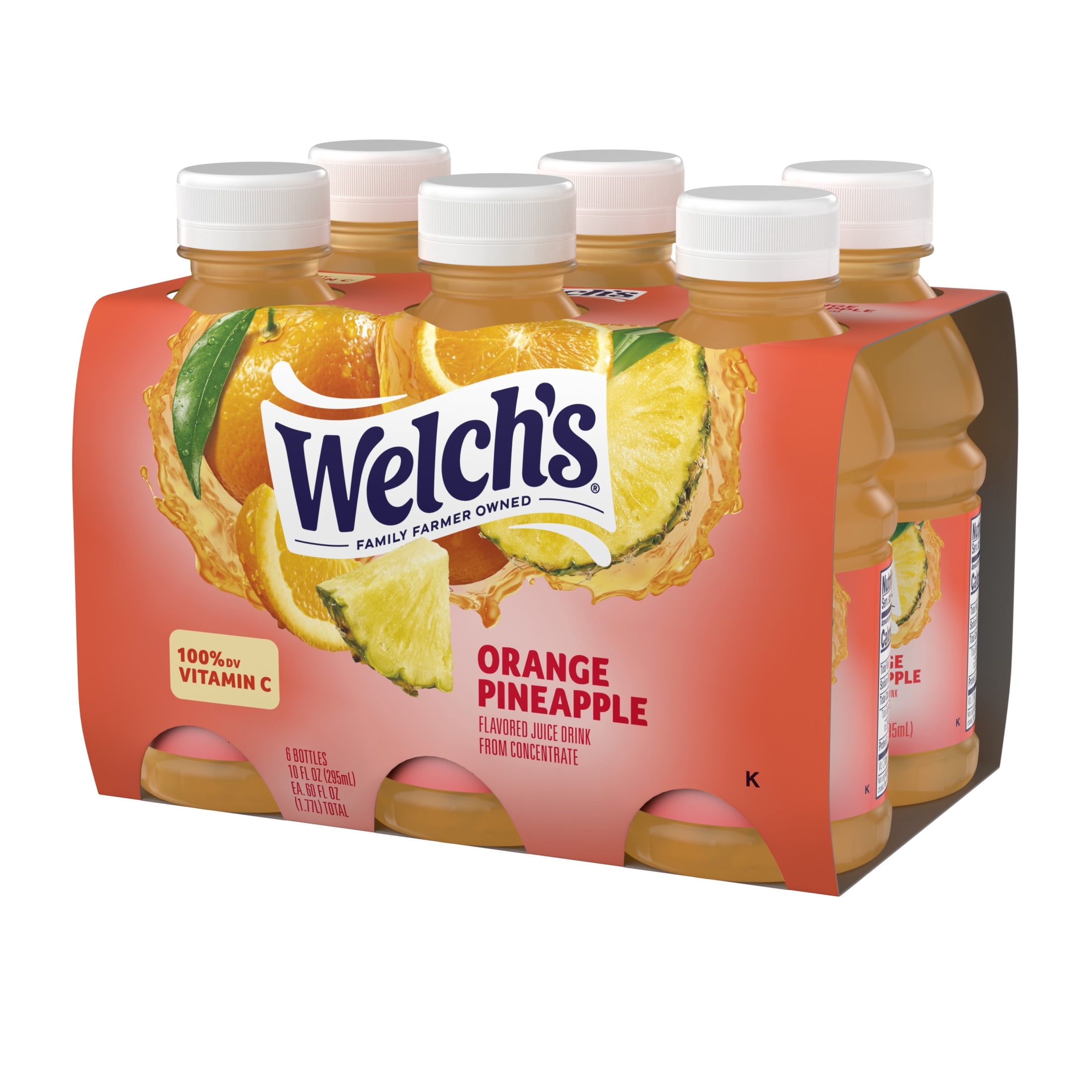 (4 pack) Welch's Orange Pineapple Juice Drink, 10 fl oz On-the-Go Bottle (Pack of 6)