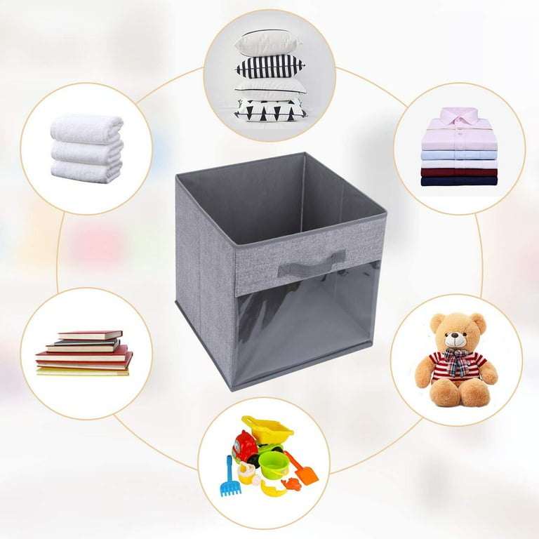  DECOMOMO Storage Bins  Cube Storage Bin with Label Holders,  Fabric Storage Cubes for Organizing Shelves Closet Toy Clothes (10.5 x 11  / 6pcs, Grey) : Home & Kitchen