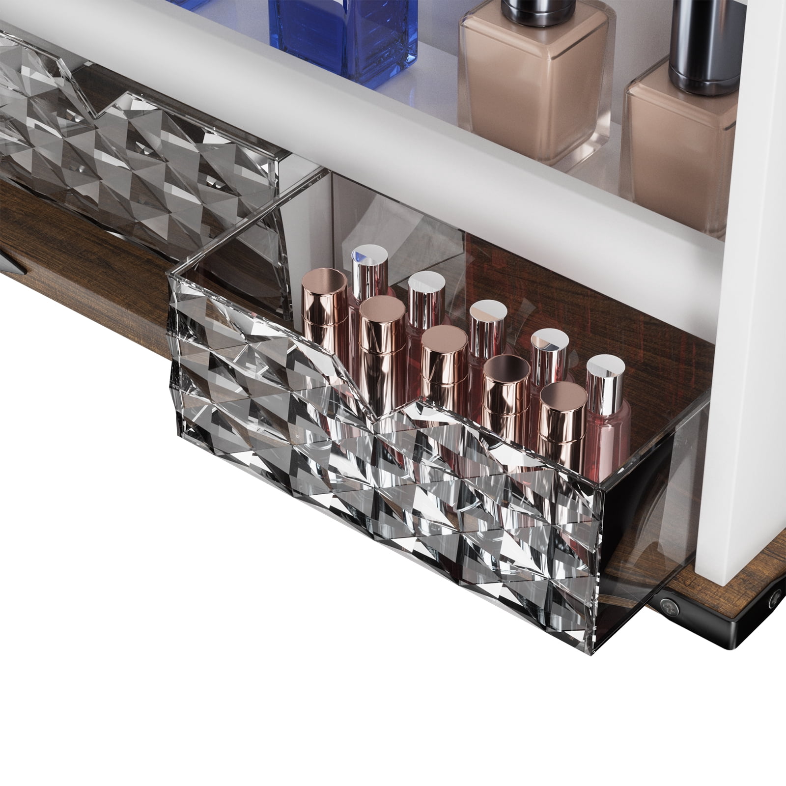 MAYEERTY 42.52"x16.14" 2-in-1 Jewelry Cabinet with Full-Length Mirror, Door-Hanging Makeup Organizer with Built-in Light for Bedroom