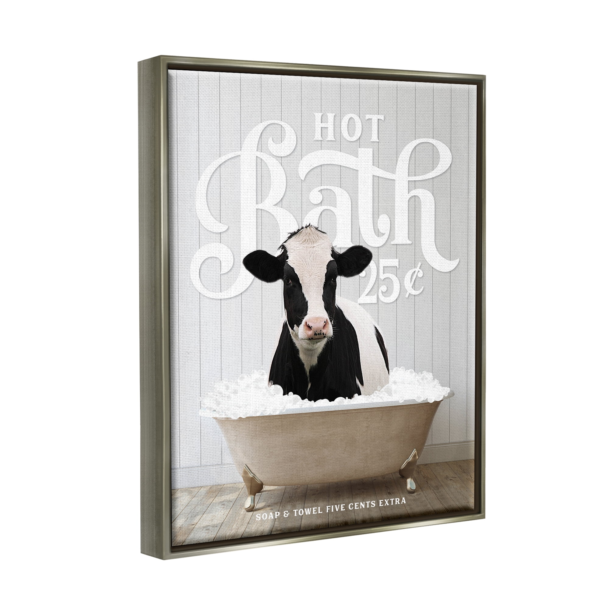 Stupell Industries Vintage Farmhouse Bathroom Animals & Insects Painting Gray Floater Framed Art Print Wall Art, 25 x 31