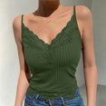 thumbnail image 2 of MYAOYINo Boundaries Womens Lace Trim Cami Ribbed Spaghetti Strap V-Neck Tank Top, 2 of 7