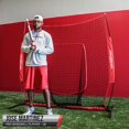 thumbnail image 2 of PowerNet Pro One Piece Softball Baseball Net, Portable Baseball Training Equipment, Hitting, Throwing & Pitching Net with Carrying Bag (Red, 7x7 FT), 2 of 6