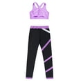 thumbnail image 5 of Fldy Kids Girls 2 Pieces Figure Skating Outfits Crop Tank Tops and Leggings Yoga Workout Tracksuit Lavender 8, 5 of 7