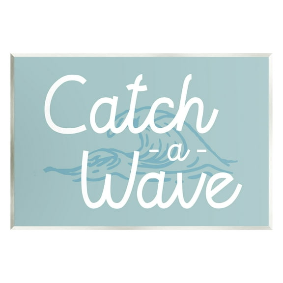 Stupell Industries Catch a Wave Phrase Landscape Painting Unframed Art Print Wall Art, 15 x 10