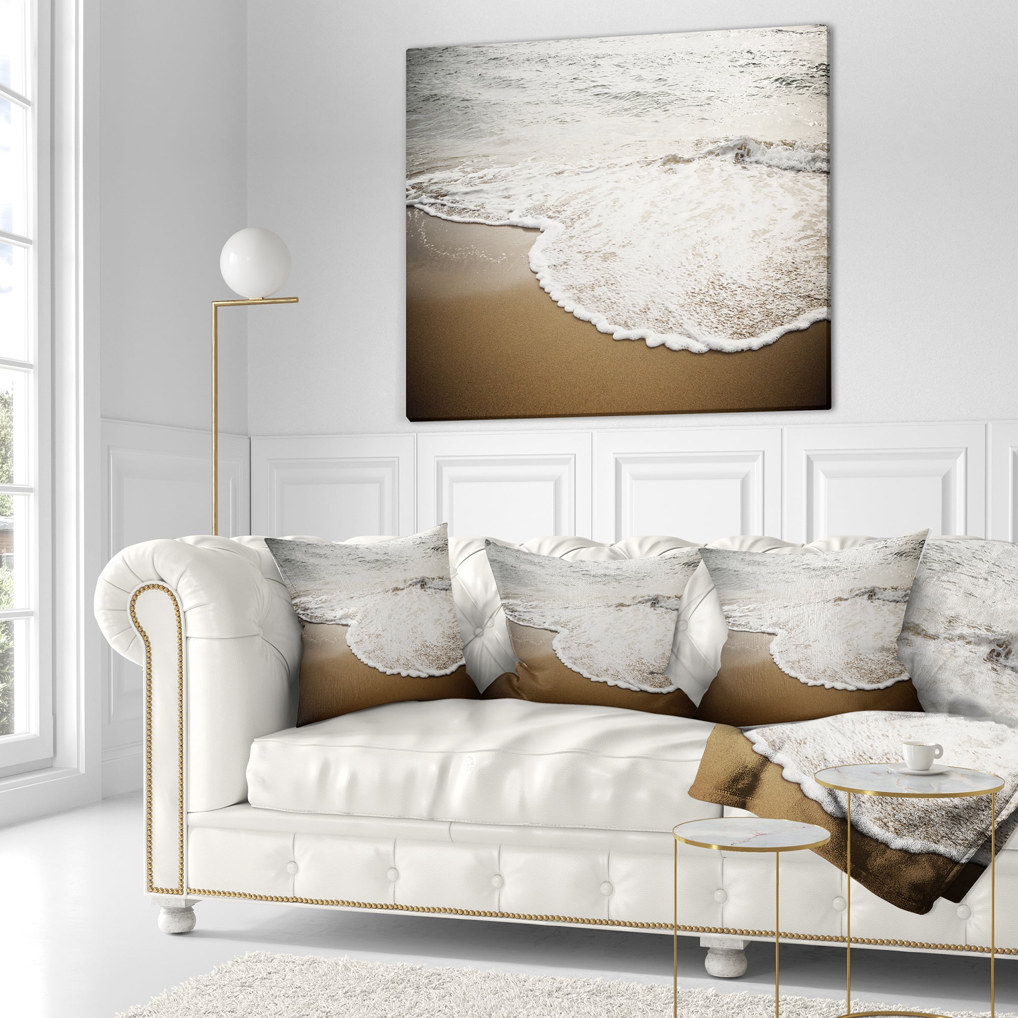 Designart Close up Waves in Mediterranean Sea - Seashore Throw Pillow - 16x16