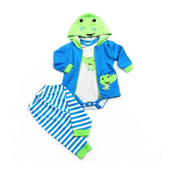 Reborn Baby Doll Clothes Boy Crocodile Set for 17- 18 inch Reborn Doll Boy Blue Outfit Accessories 3pcs