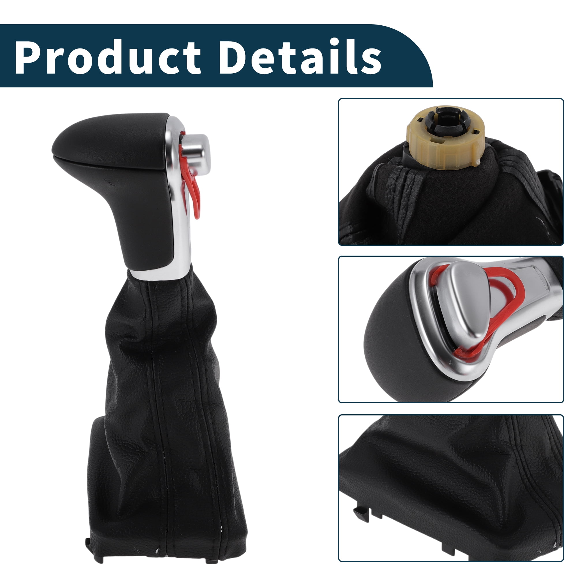 Unique Bargains Gear Shift Knob Handle Automatic for Audi A3 8P 2004-2015 Shift Gear Lever Knob Gearstick Gaiter Boot Cover Plastic Faux Leather