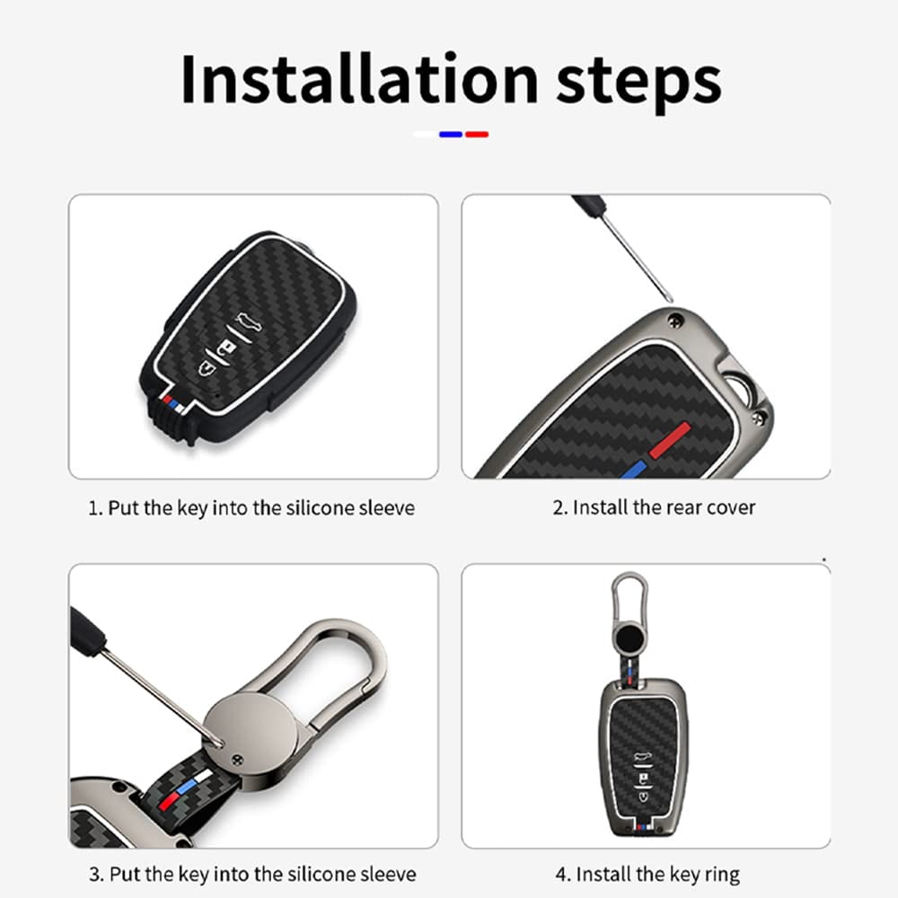 Zinc Alloy Smart Remote Key Fob Cover Compatible for Toyota Camry RAV4 Highlander Avalon C-HR Prius Corolla GT86 2018-2022 Case Protector 4 Buttons