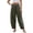 Army Green, variant on Women’s Summer Beach Vacation Linen Harem Pants Loose Fit Boho Pants with Wide Waistband Casual Stylish Trousers Khaki S