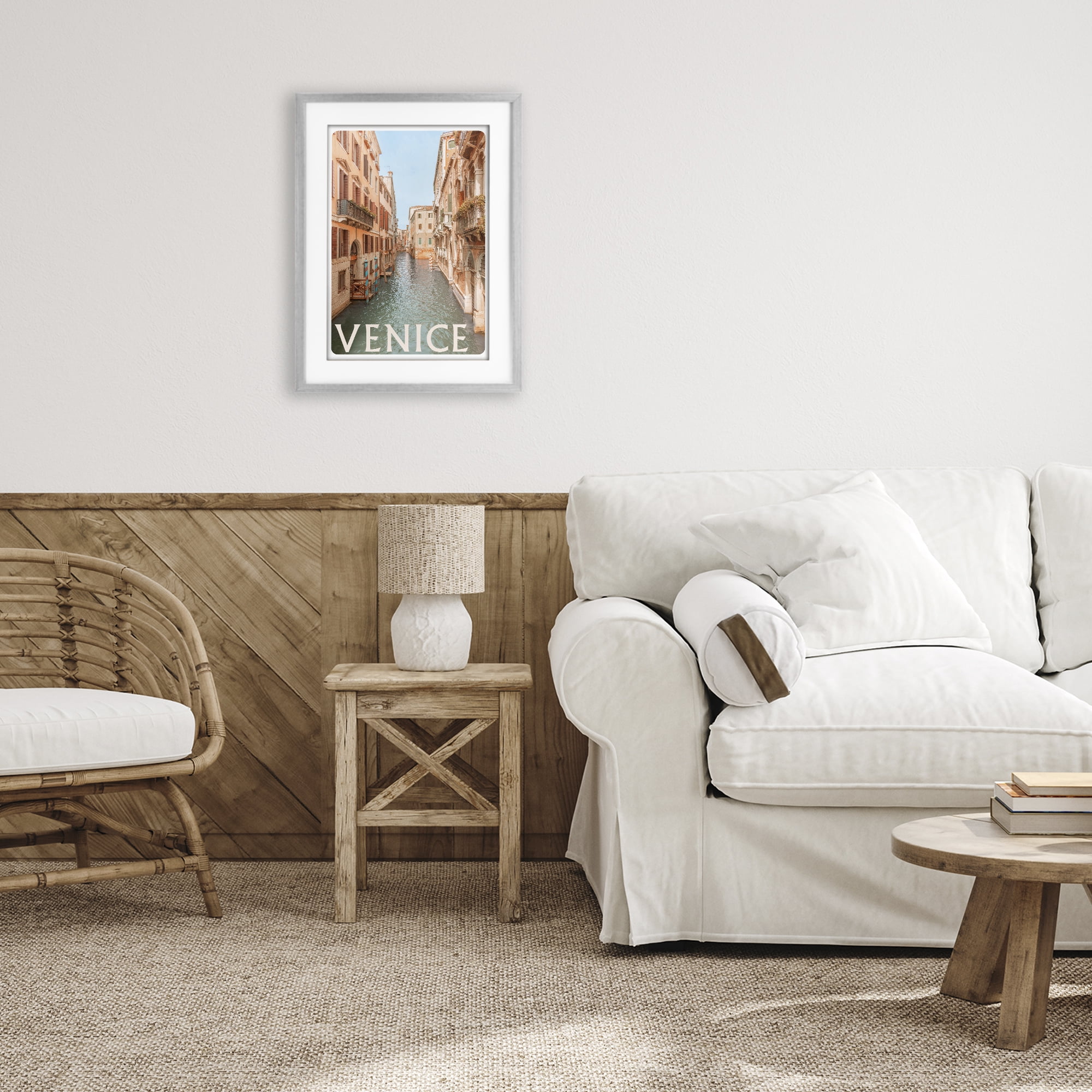 Stupell Industries Venice Canal Waterway Gray Framed Print Under Glass, design by Erin Marie