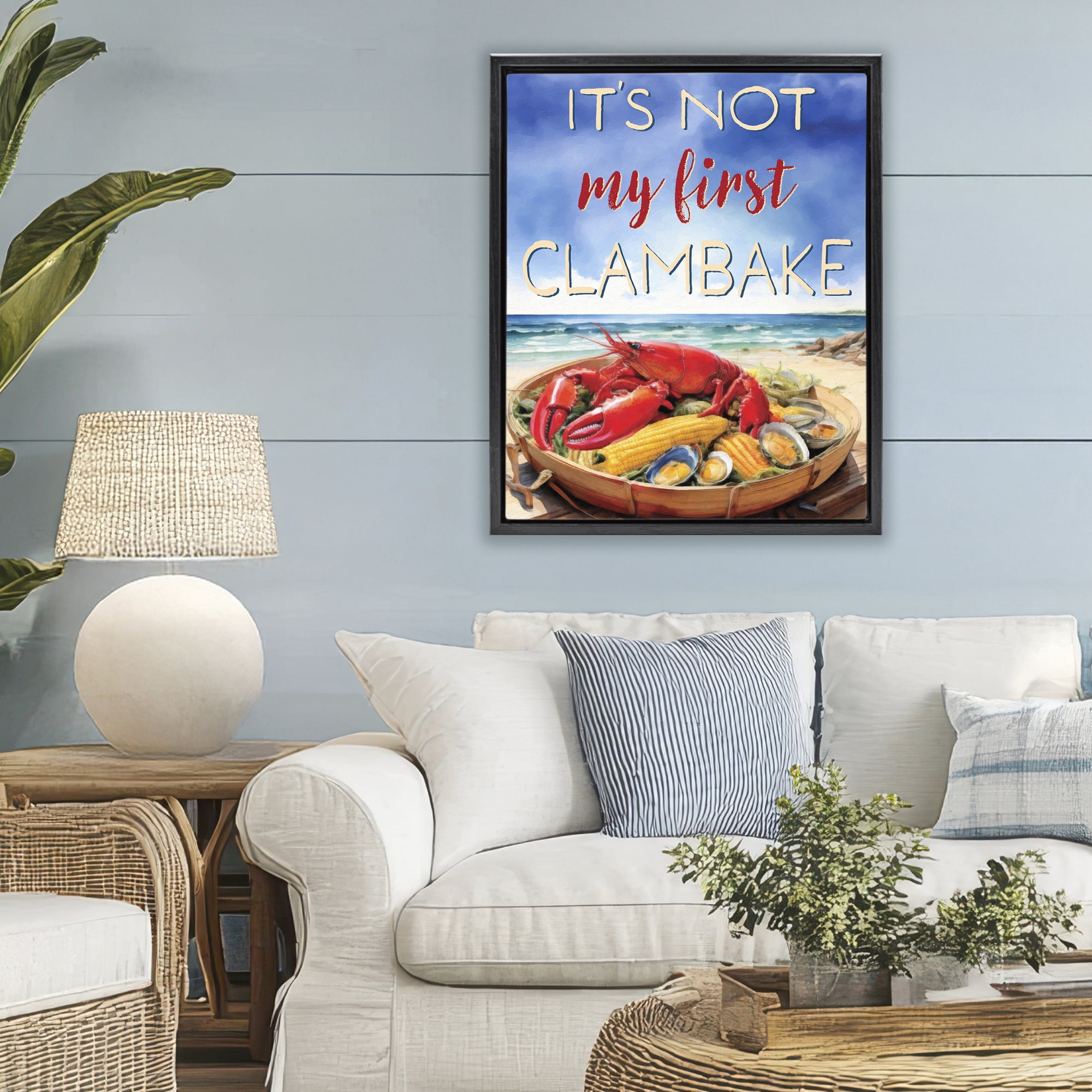 Stupell Industries Not My First Clambake Black Framed Floater Canvas Wall Art, design by Grotto Studios