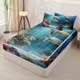 thumbnail image 2 of jejeloiu Sea Animal Turtle Zipper Twin Comforter Sets with Fitted Sheet and 2 Pillowcases Kids,Under The Sea Ocean Style Zipper Bedding Set,Reversible,4 Pieces, 2 of 7