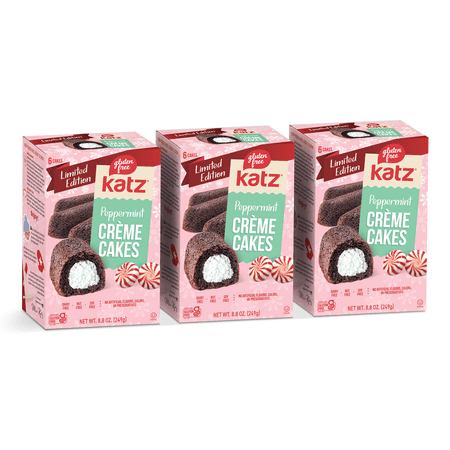 Katz Gluten-Free Creme Cakes - Peppermint |Gluten-Free Dairy Free Nut Free Soy Free Kosher | (3 Pack 8.8 Ounce Each)