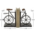 thumbnail image 4 of DecMode 5" Vintage Inspired Bike Black Metal Bookends with Wood Accents (Set of 2), 4 of 14