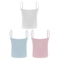 thumbnail image 2 of Lejafay 3Pcs Kids Girls Sports Dance Tops Spaghetti Straps Sleeveless Crop Top Vest Solid Color White&Light Blue&Pink XL, 2 of 4