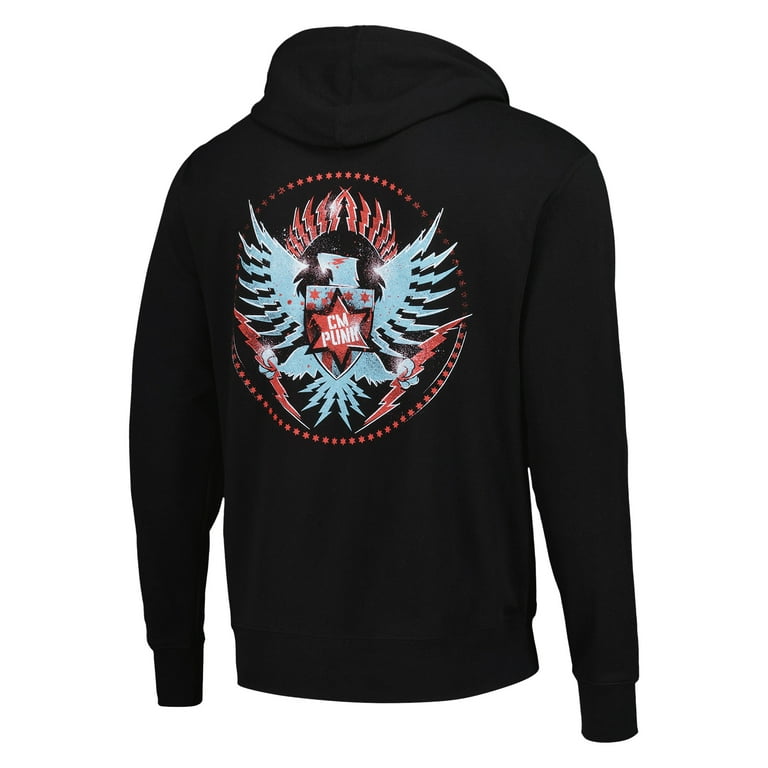 Men's Black CM Punk Official Seal Full-Zip Hoodie - Walmart.com