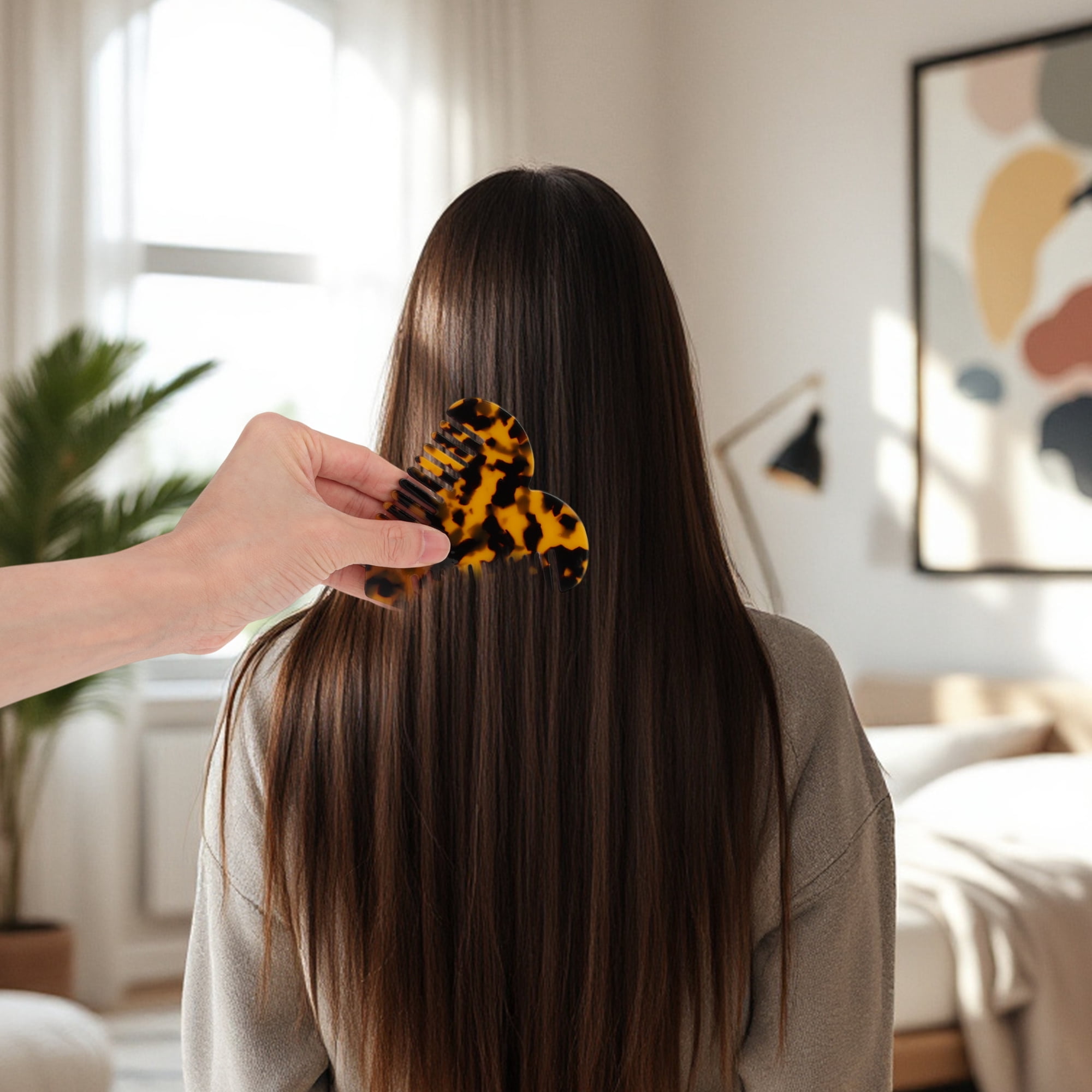 Unique Bargains 1 Pc Heart Shaped Hair Comb for Effortless Hair Care Styling Brown